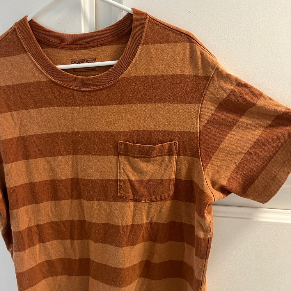 Patagonia Striped Mens Pocket Tee in Orange / Rust